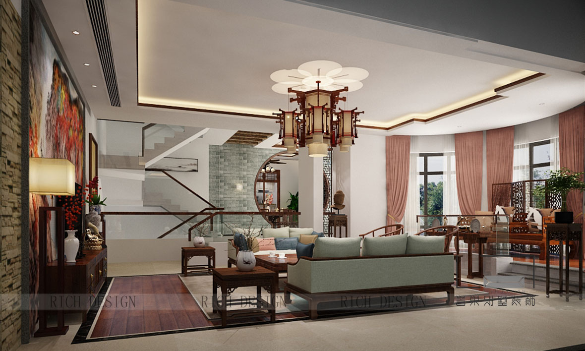 招商華僑城曦城中式客廳裝修設計 招商華僑城曦城中式客廳裝修設計效果圖