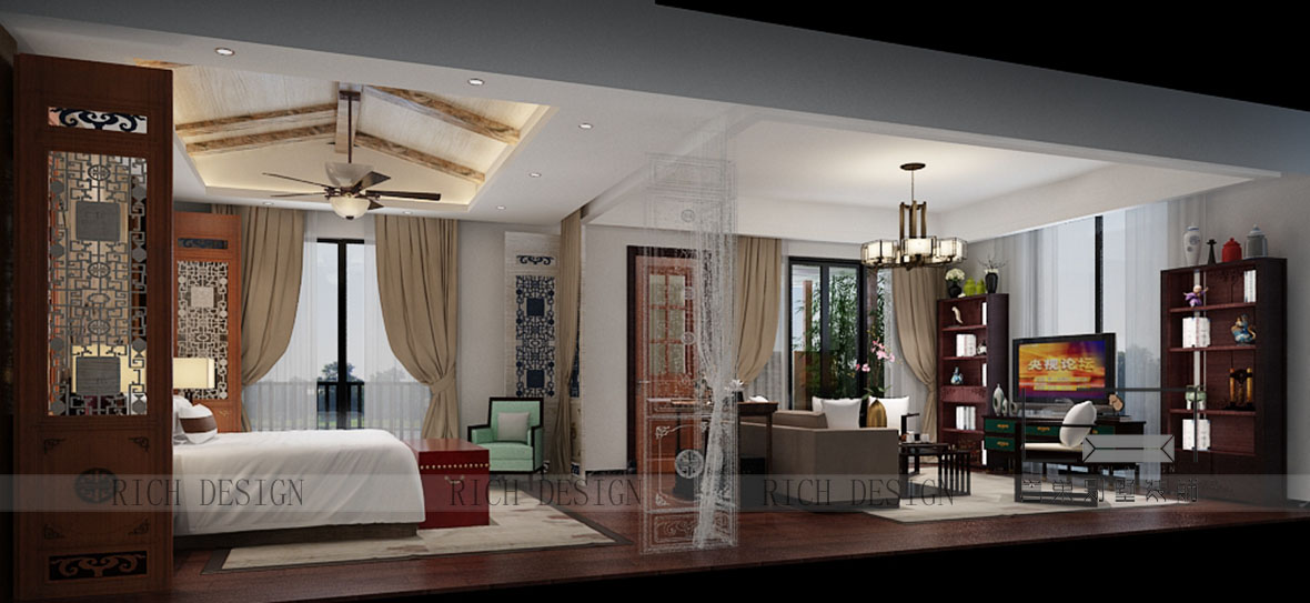 招商華僑城曦城中式主臥裝修設計 招商華僑城曦城中式主臥裝修設計效果圖