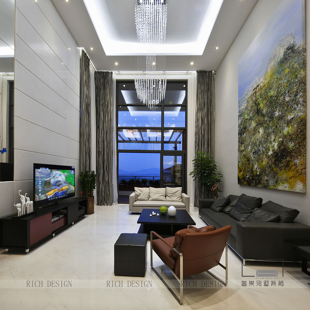 客廳.jpg 熙龍灣別墅客廳裝修欣賞圖