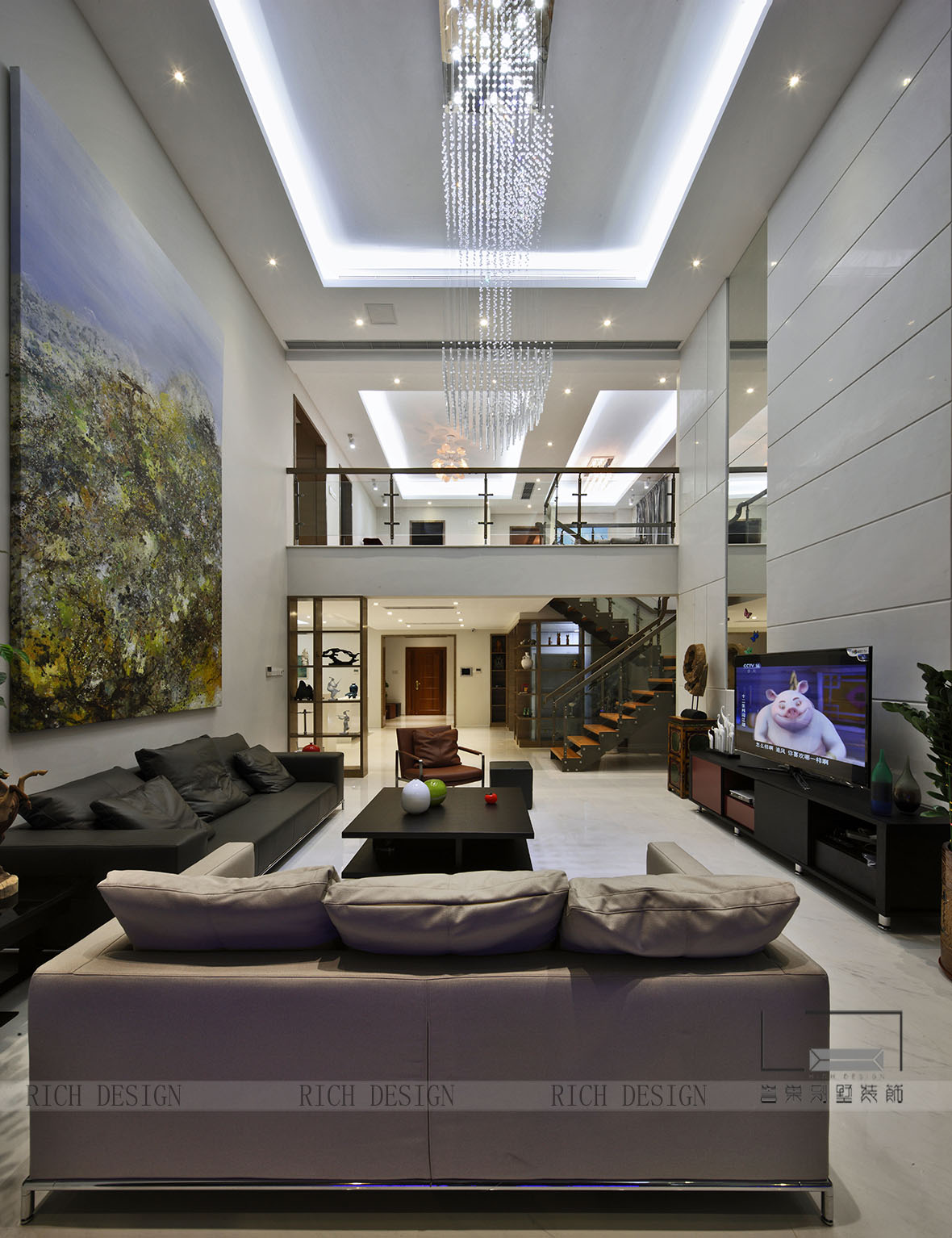 客廳全景.jpg 熙龍灣別墅客廳全景裝修欣賞圖