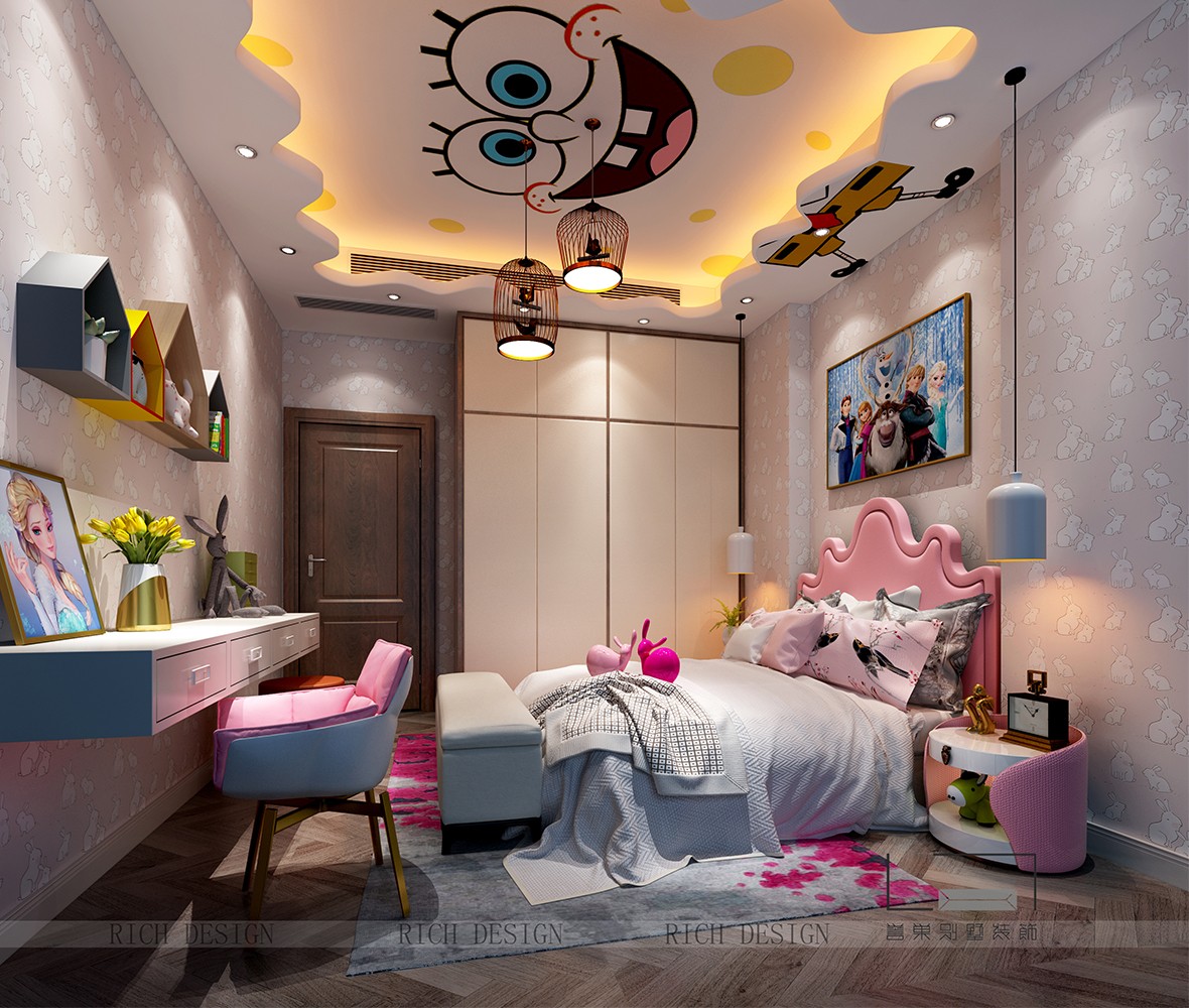 港鐵天頌A2棟3單元中式女孩房裝修效果圖 港鐵天頌A2棟3單元中式女孩房裝修效果圖