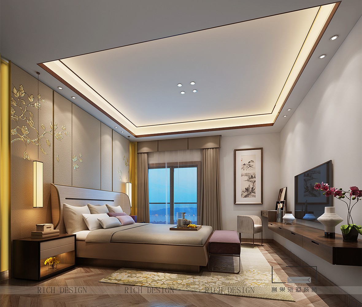 港鐵天頌A2棟3單元中式主臥裝修效果圖 港鐵天頌A2棟3單元中式主臥裝修效果圖