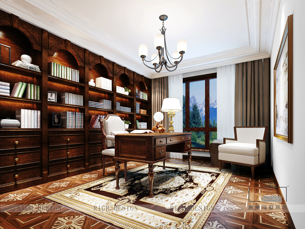 美式別墅書房裝修角度效果圖 7.jpg